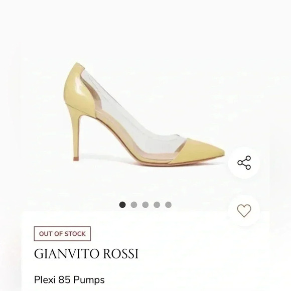 Gianvito Rossi Cream Patent Leather PVC Plexi 85 Pointed Toe Pumps - Picture 6 of 7